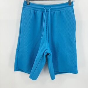 Adidas Mens Size S Blue Plisse Trefoil Ribbed Shorts